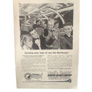 Vintage 1954 Northern Pacific Vista Dome Ad Advertisement